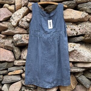 Lungo L’Arno Italian Linen Dress L Blue NWT Sleeveless